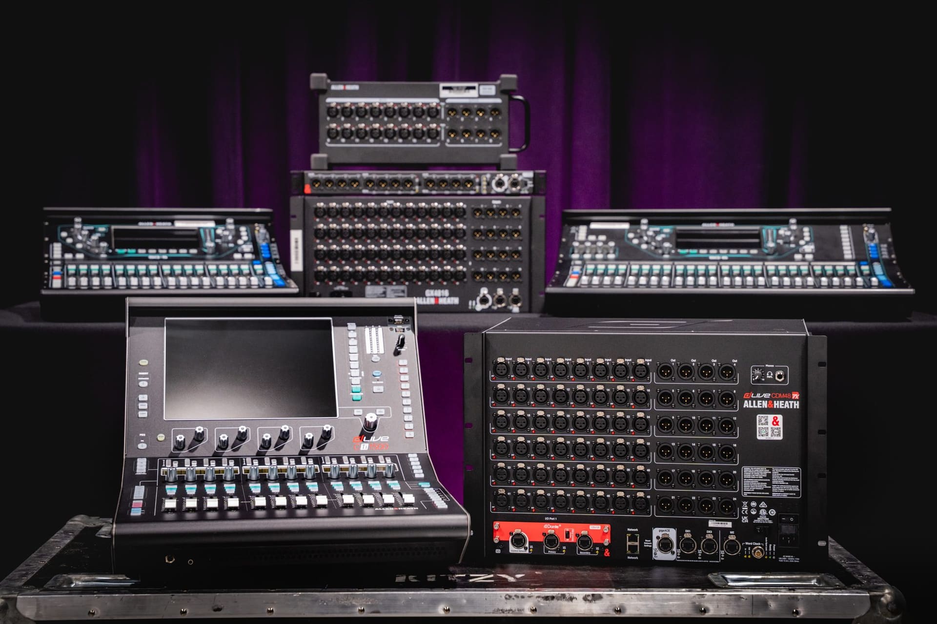 Allen & Heath digital console and stagebox family on a stage