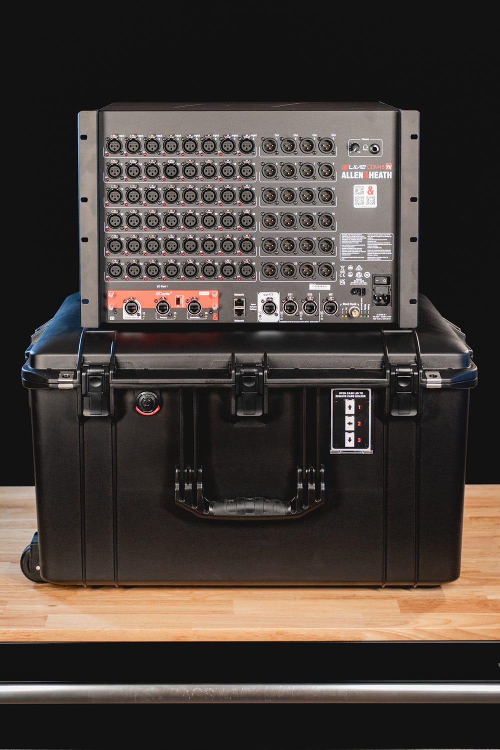 dLive CDM48 MixRack in its Pelican case