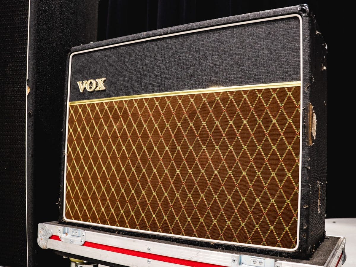 Vox amp on a wheeled road case