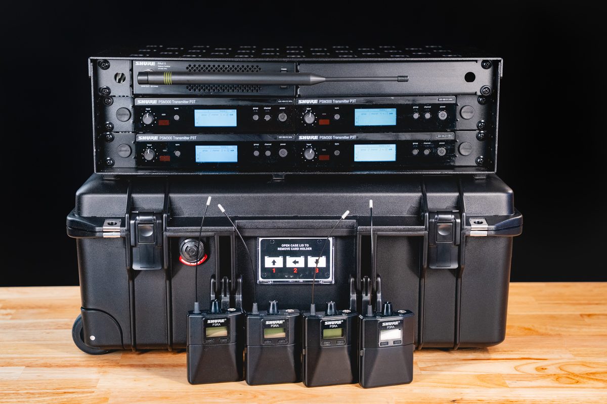 Flight-cased wireless rack with belt packs